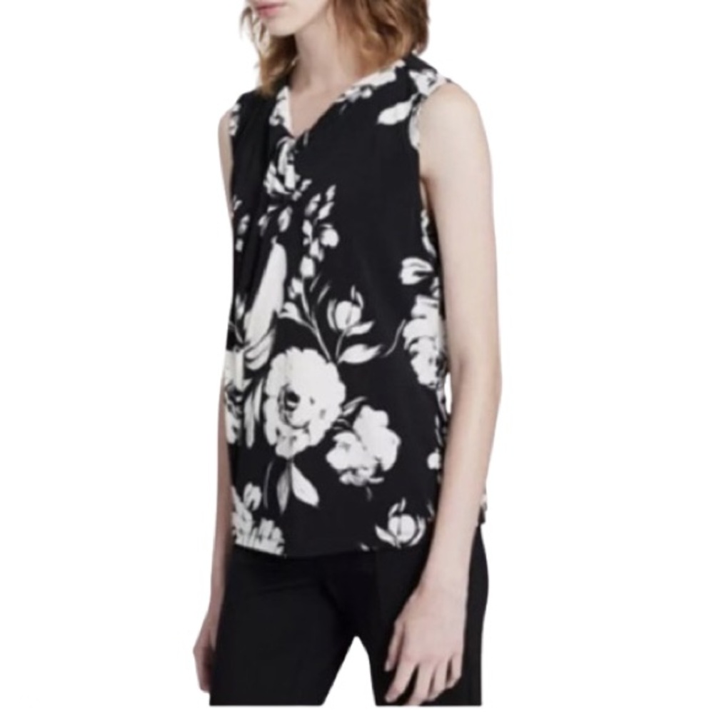 Calvin Klein CK Women’s Printed Knot Twist V-Neck Sleeveless Camisole Blouse L - Picture 3 of 15